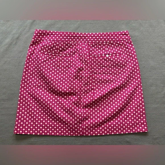 J. Crew Fuchsia Hot Pink and White Polka Dot Mini Skirt Canvas Size 2 - Picture 5 of 10